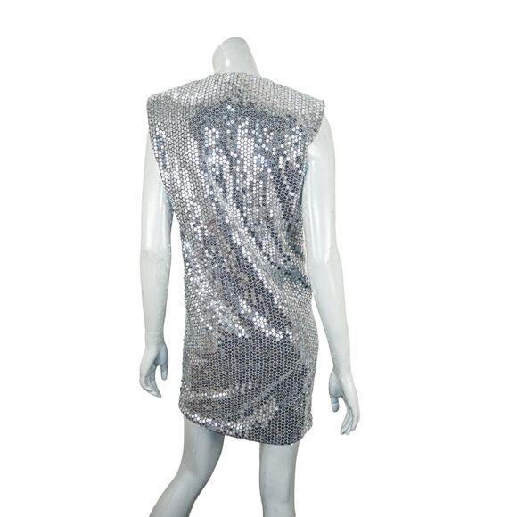 ZARA Women's Silver Sequin Draped Dress size Small NWOT - Picture 4 of 11